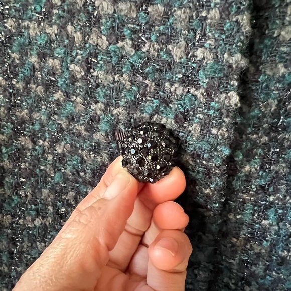 Albert Nipon Teal Button-Up Duster/Coat - Picture 4 of 10